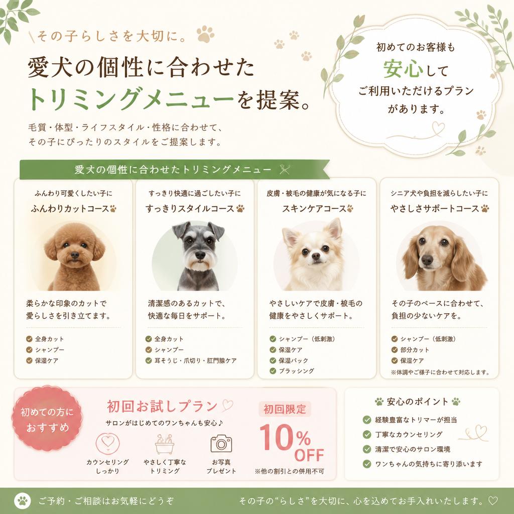 オーダーメイドのトリミングプラン
