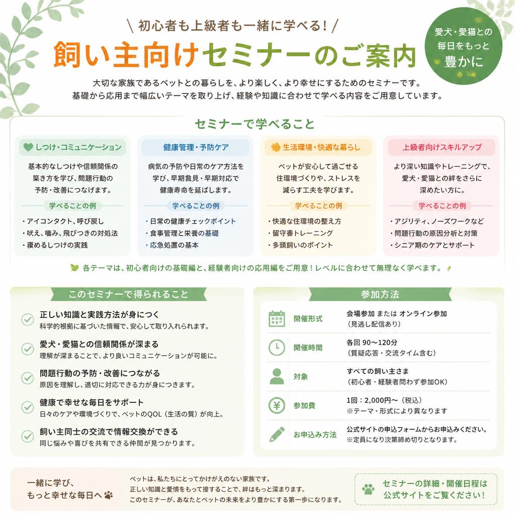 飼い主向けセミナーのご案内